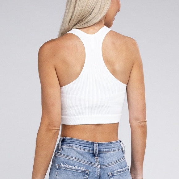 Zenana Set of 3 Ribbed Cropped Racerback Tank Top - L/XL - NWT - Picture 2 of 4